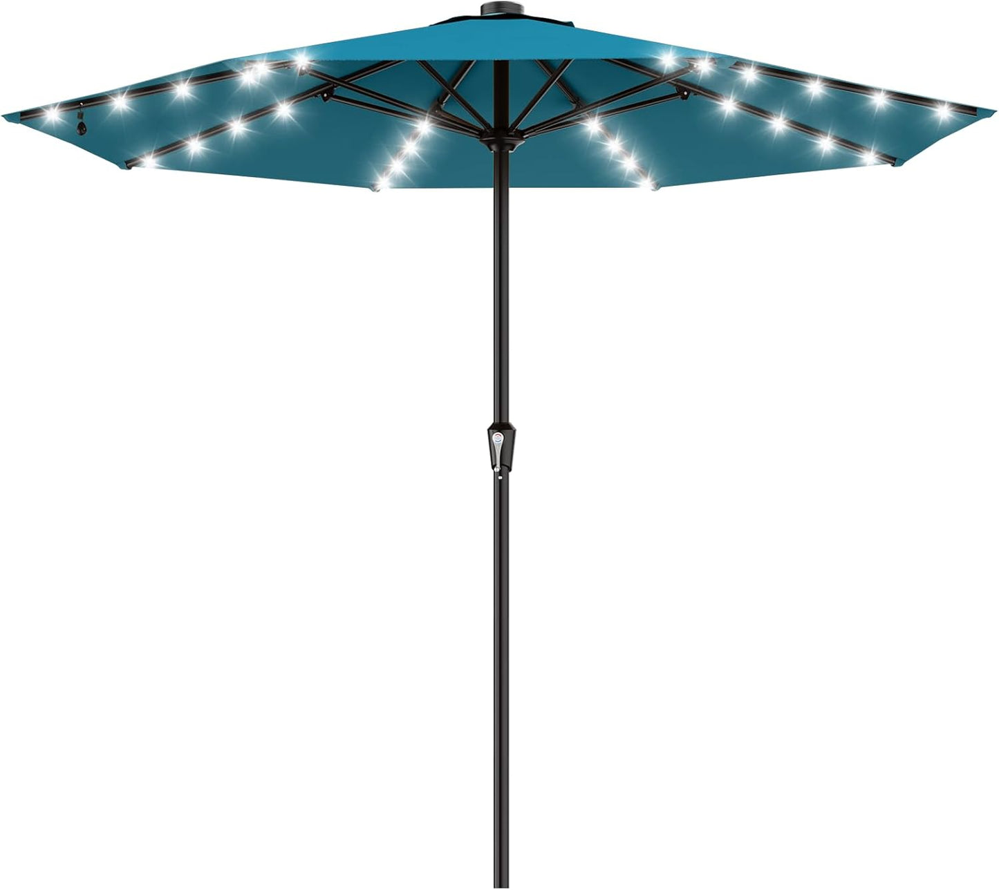 SUNGUARD UMBRELLAS Rectangular Solar LED Patio Umbrella, Outdoor Market Table Umbrella with 16 Solar Lights, Crank Lift, Push-Button Tilt, Vented Water-Repellent Canopy, Yellow, Base Not Included
