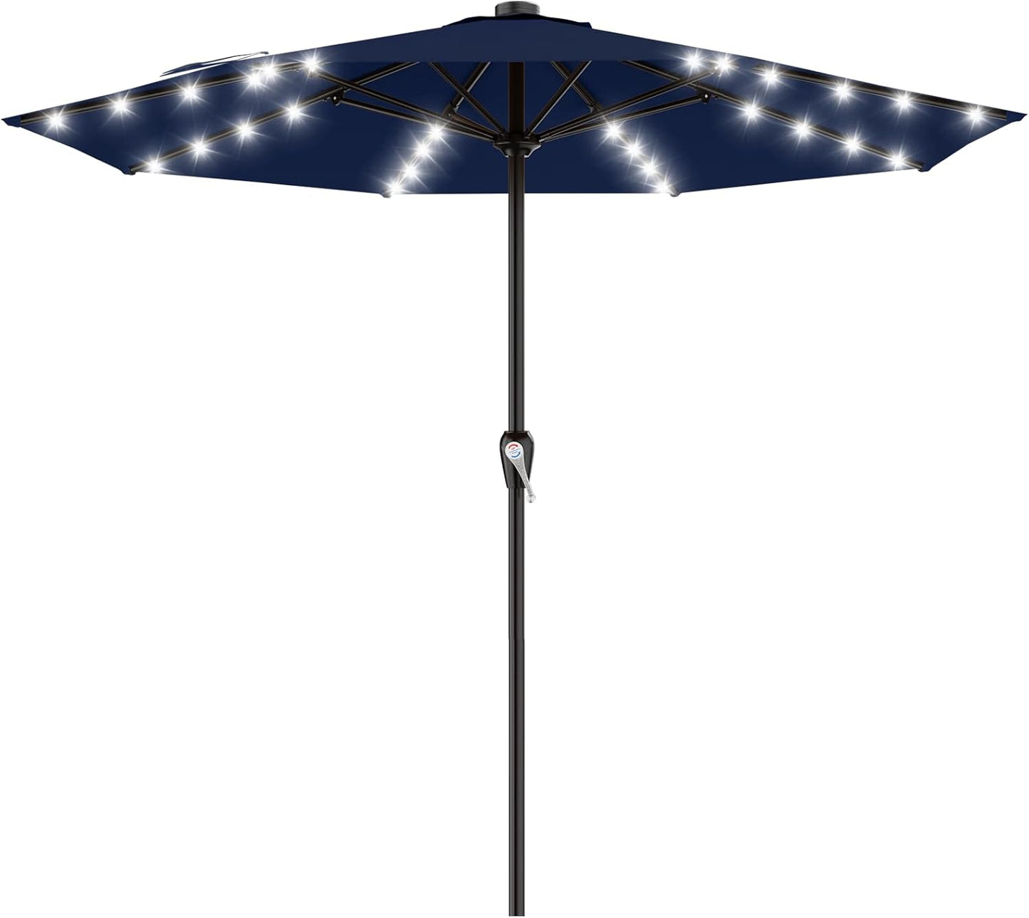 SUNGUARD UMBRELLAS Rectangular Solar LED Patio Umbrella, Outdoor Market Table Umbrella with 16 Solar Lights, Crank Lift, Push-Button Tilt, Vented Water-Repellent Canopy, Yellow, Base Not Included