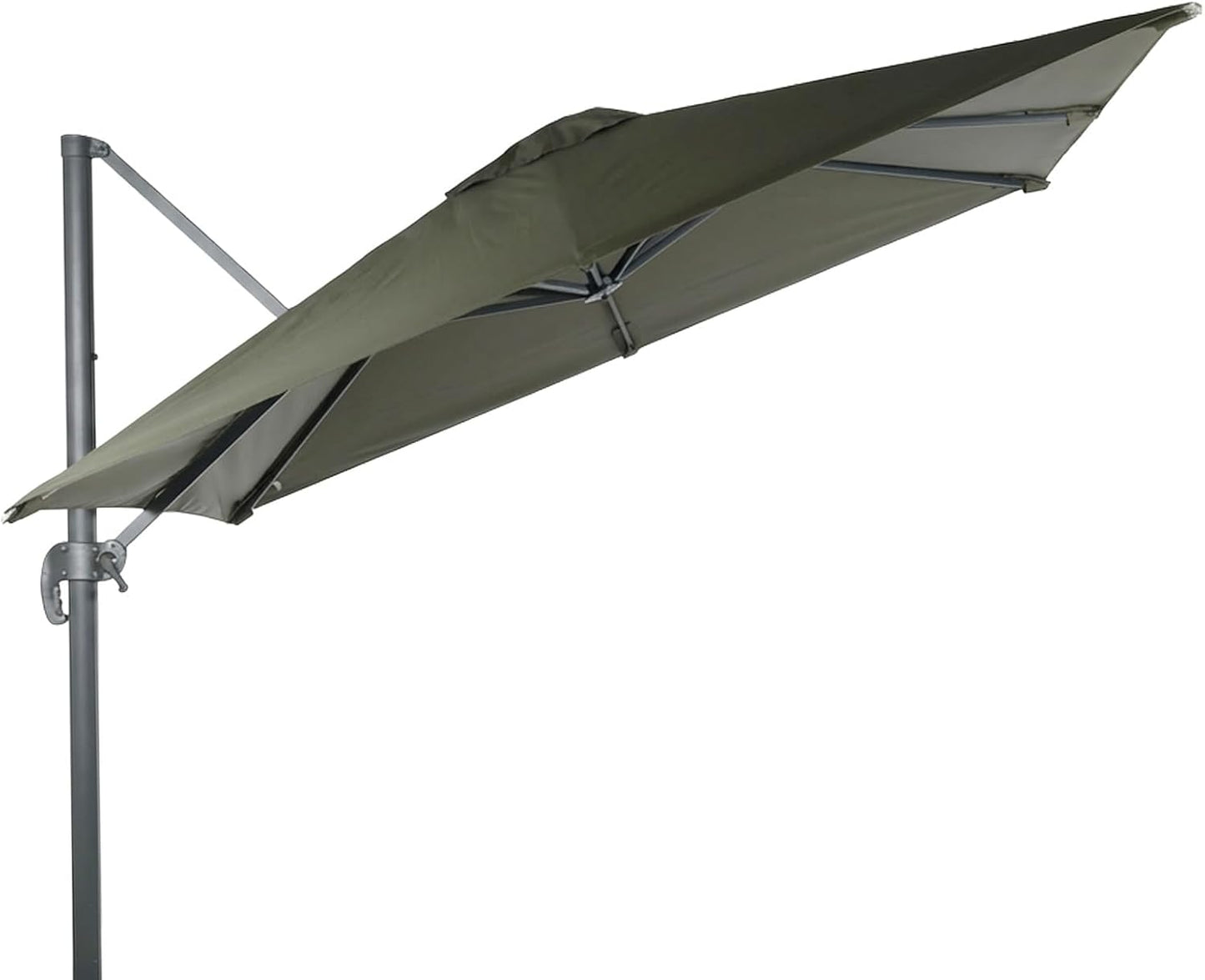 SUNGUARD UMBRELLAS 10 ft x 10 ft Square Cantilever Umbrella Replacement Canopy, 8-Rib Offset Patio Umbrella Fabric Cover, 230 GSM Solution-Dyed Polyester, UPF 50+, Canopy Only
