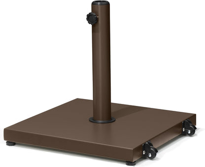 SUNGUARD UMBRELLAS 43 lb Square Patio Umbrella Base with Wheels, Pre-Filled Concrete Outdoor Market Umbrella Stand, Powder-Coated Steel, Gray, Fits 1.37 in, 1.5 in, and 1.9 in Poles