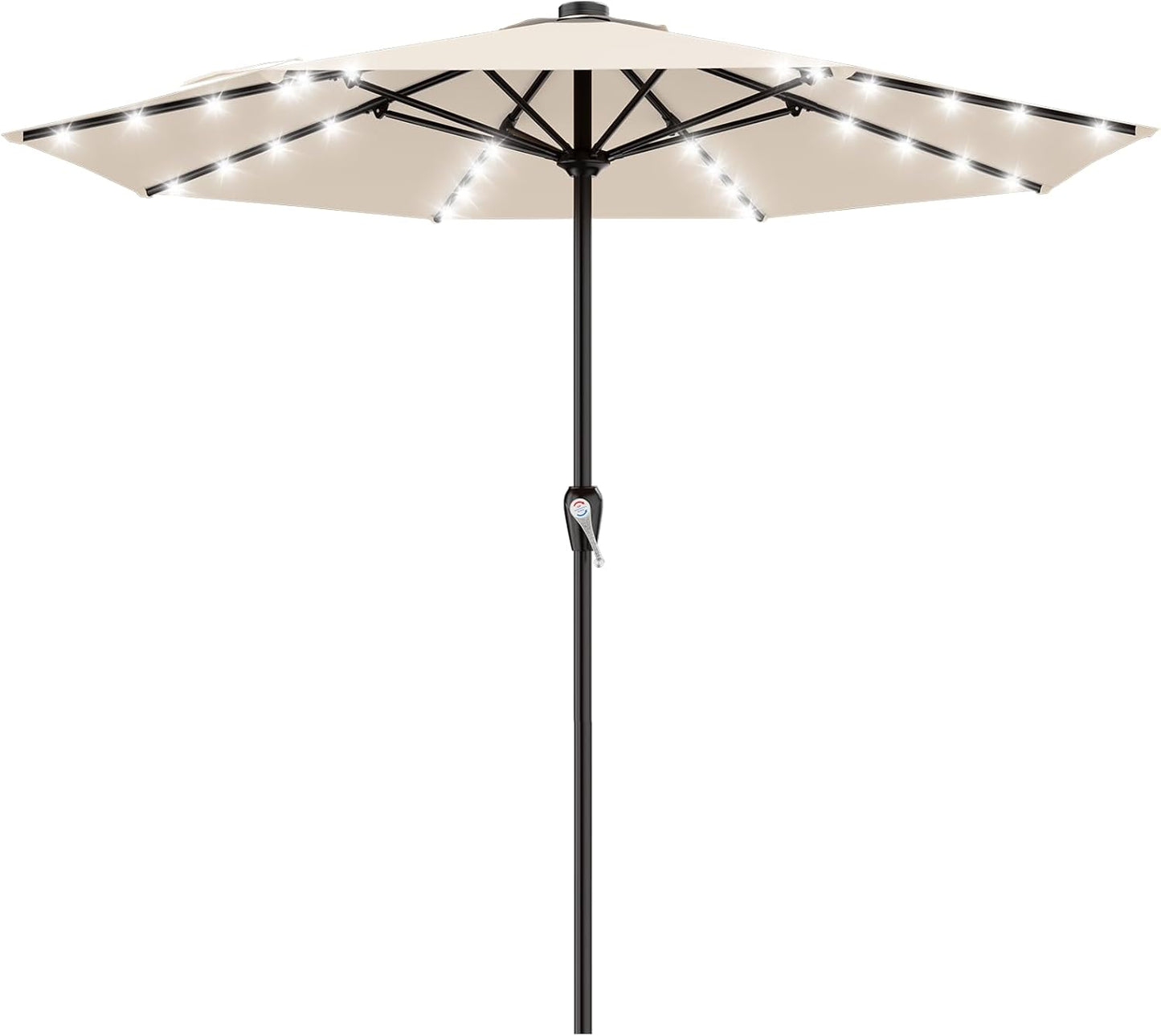 SUNGUARD UMBRELLAS Rectangular Solar LED Patio Umbrella, Outdoor Market Table Umbrella with 16 Solar Lights, Crank Lift, Push-Button Tilt, Vented Water-Repellent Canopy, Yellow, Base Not Included