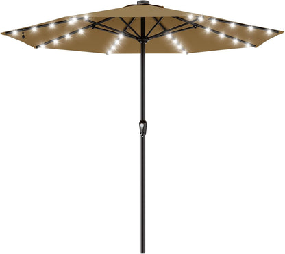 SUNGUARD UMBRELLAS Rectangular Solar LED Patio Umbrella, Outdoor Market Table Umbrella with 16 Solar Lights, Crank Lift, Push-Button Tilt, Vented Water-Repellent Canopy, Yellow, Base Not Included