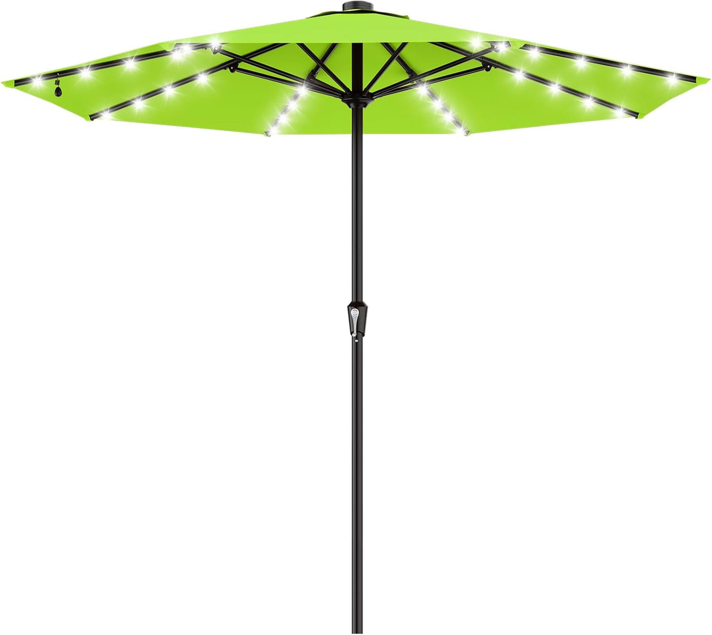 SUNGUARD UMBRELLAS Rectangular Solar LED Patio Umbrella, Outdoor Market Table Umbrella with 16 Solar Lights, Crank Lift, Push-Button Tilt, Vented Water-Repellent Canopy, Yellow, Base Not Included