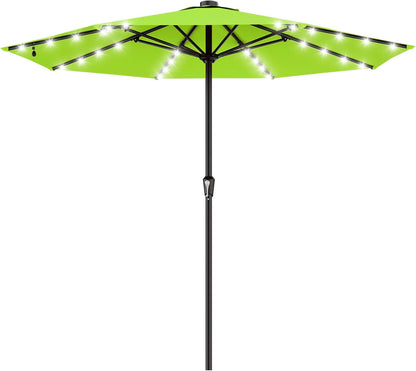 SUNGUARD UMBRELLAS Rectangular Solar LED Patio Umbrella, Outdoor Market Table Umbrella with 16 Solar Lights, Crank Lift, Push-Button Tilt, Vented Water-Repellent Canopy, Yellow, Base Not Included