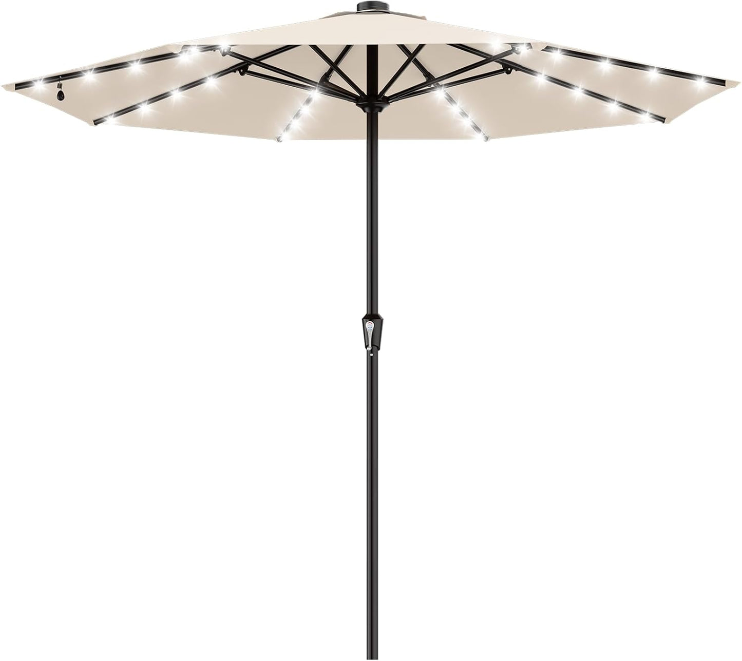 SUNGUARD UMBRELLAS Rectangular Solar LED Patio Umbrella, Outdoor Market Table Umbrella with 16 Solar Lights, Crank Lift, Push-Button Tilt, Vented Water-Repellent Canopy, Yellow, Base Not Included