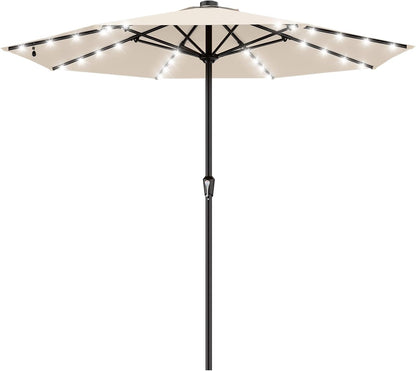 SUNGUARD UMBRELLAS Rectangular Solar LED Patio Umbrella, Outdoor Market Table Umbrella with 16 Solar Lights, Crank Lift, Push-Button Tilt, Vented Water-Repellent Canopy, Yellow, Base Not Included