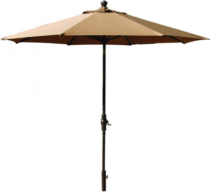 SUNGUARD UMBRELLAS 9 ft Aluminum Bar Height Auto Tilt Patio Market Umbrella, Brown Outdoor Umbrella with Powder-Coated Frame
