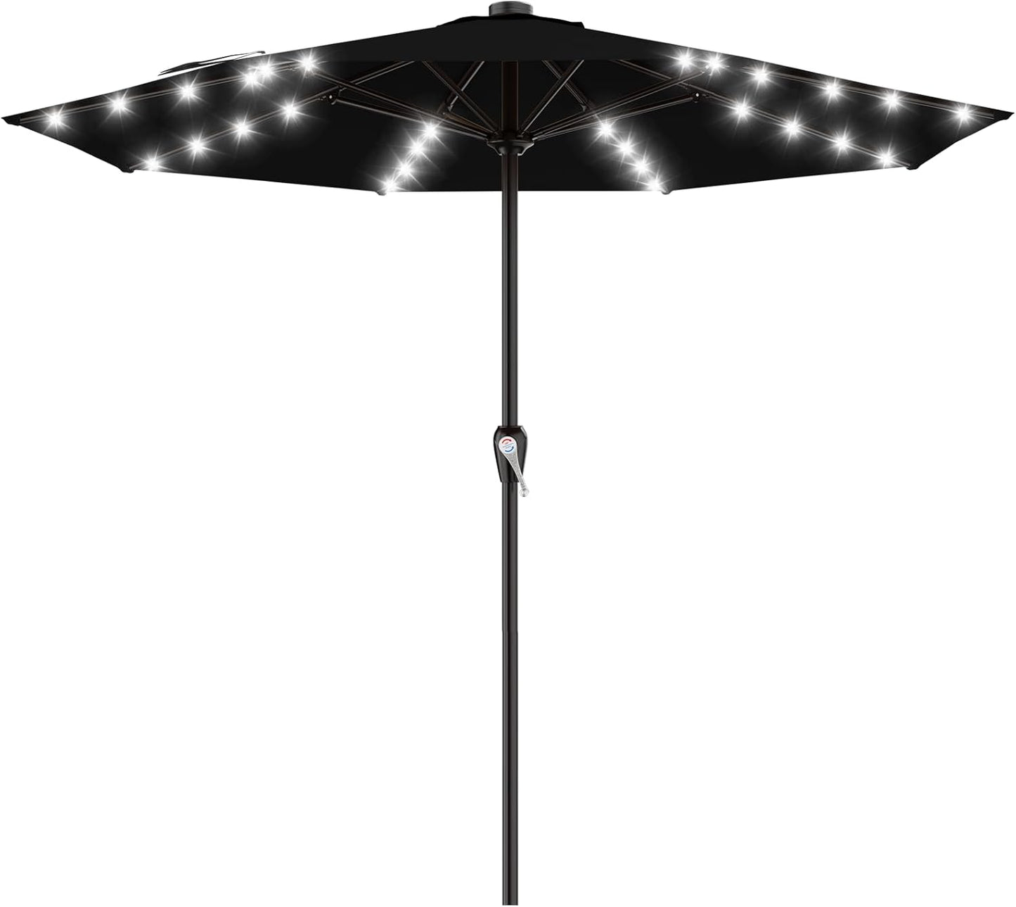SUNGUARD UMBRELLAS Rectangular Solar LED Patio Umbrella, Outdoor Market Table Umbrella with 16 Solar Lights, Crank Lift, Push-Button Tilt, Vented Water-Repellent Canopy, Yellow, Base Not Included