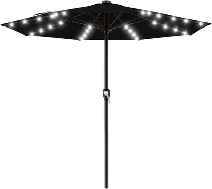 SUNGUARD UMBRELLAS Rectangular Solar LED Patio Umbrella, Outdoor Market Table Umbrella with 16 Solar Lights, Crank Lift, Push-Button Tilt, Vented Water-Repellent Canopy, Yellow, Base Not Included