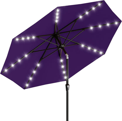 SUNGUARD UMBRELLAS Rectangular Solar LED Patio Umbrella, Outdoor Market Table Umbrella with 16 Solar Lights, Crank Lift, Push-Button Tilt, Vented Water-Repellent Canopy, Yellow, Base Not Included