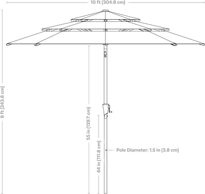 SUNGUARD UMBRELLAS 10 ft 3-Tier Solar LED Patio Umbrella, Outdoor Market Table Umbrella with 24 LED Lights, Crank Lift, Push-Button Tilt, Vented Polyester Canopy, 1.5 in Pole, Base Not Included