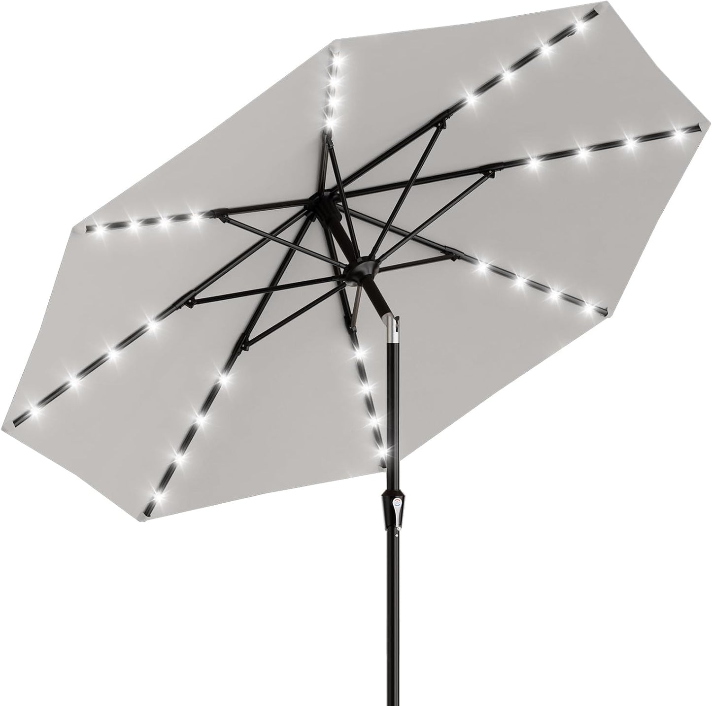 SUNGUARD UMBRELLAS Rectangular Solar LED Patio Umbrella, Outdoor Market Table Umbrella with 16 Solar Lights, Crank Lift, Push-Button Tilt, Vented Water-Repellent Canopy, Yellow, Base Not Included