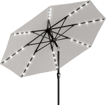 SUNGUARD UMBRELLAS Rectangular Solar LED Patio Umbrella, Outdoor Market Table Umbrella with 16 Solar Lights, Crank Lift, Push-Button Tilt, Vented Water-Repellent Canopy, Yellow, Base Not Included