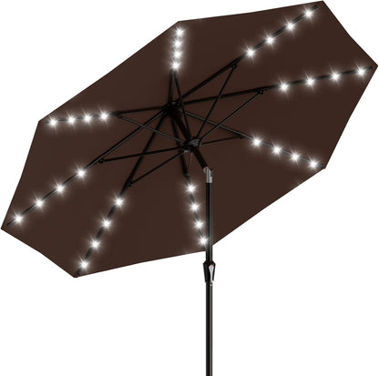 SUNGUARD UMBRELLAS Rectangular Solar LED Patio Umbrella, Outdoor Market Table Umbrella with 16 Solar Lights, Crank Lift, Push-Button Tilt, Vented Water-Repellent Canopy, Yellow, Base Not Included