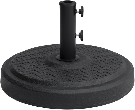 SUNGUARD UMBRELLAS Heavy Duty Round Patio Umbrella Base, Cement-Filled Outdoor Market Umbrella Stand with Adjustable Pole Reducers, Tightening Knobs, Black, Fits 1.3 in to 1.9 in Poles