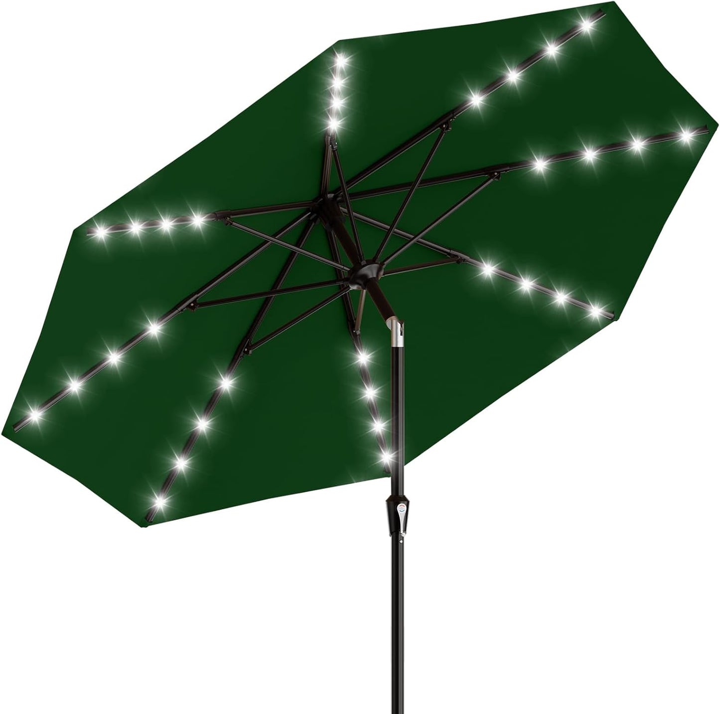 SUNGUARD UMBRELLAS Rectangular Solar LED Patio Umbrella, Outdoor Market Table Umbrella with 16 Solar Lights, Crank Lift, Push-Button Tilt, Vented Water-Repellent Canopy, Yellow, Base Not Included