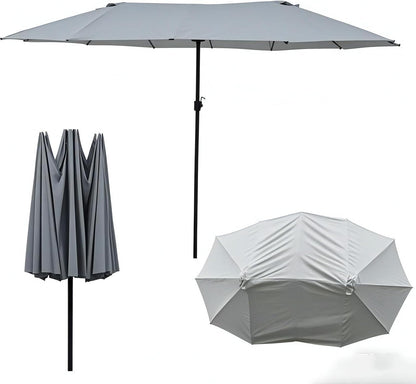 SUNGUARD UMBRELLAS 15 ft x 9 ft Patio Umbrella Replacement Canopy for 12-Rib Double-Sided Outdoor Market Umbrella, Waterproof Top Cover Only