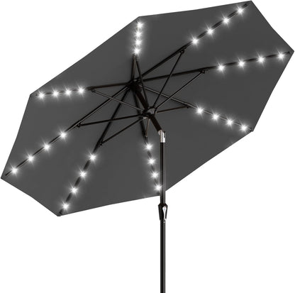 SUNGUARD UMBRELLAS Rectangular Solar LED Patio Umbrella, Outdoor Market Table Umbrella with 16 Solar Lights, Crank Lift, Push-Button Tilt, Vented Water-Repellent Canopy, Yellow, Base Not Included