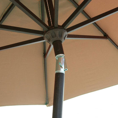 SUNGUARD UMBRELLAS 9 ft Aluminum Bar Height Auto Tilt Patio Market Umbrella, Brown Outdoor Umbrella with Powder-Coated Frame