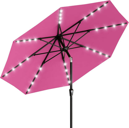 SUNGUARD UMBRELLAS Rectangular Solar LED Patio Umbrella, Outdoor Market Table Umbrella with 16 Solar Lights, Crank Lift, Push-Button Tilt, Vented Water-Repellent Canopy, Yellow, Base Not Included