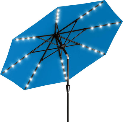 SUNGUARD UMBRELLAS Rectangular Solar LED Patio Umbrella, Outdoor Market Table Umbrella with 16 Solar Lights, Crank Lift, Push-Button Tilt, Vented Water-Repellent Canopy, Yellow, Base Not Included