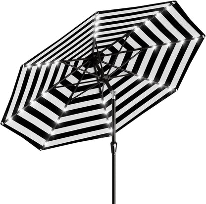 SUNGUARD UMBRELLAS Rectangular Solar LED Patio Umbrella, Outdoor Market Table Umbrella with 16 Solar Lights, Crank Lift, Push-Button Tilt, Vented Water-Repellent Canopy, Yellow, Base Not Included