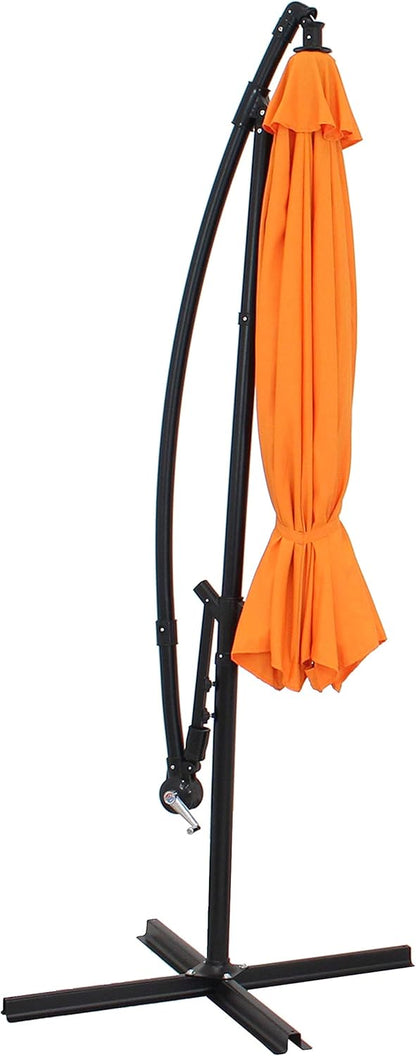 SUNGUARD UMBRELLAS 9.5 ft Cantilever Patio Umbrella with Crank, Air Vent, Polyester Canopy, Steel Pole and Cross Base for Outdoor Shade