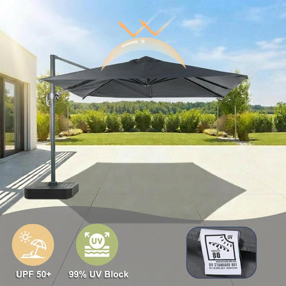 SUNGUARD UMBRELLAS 10 ft x 10 ft Square Cantilever Umbrella Replacement Canopy, 8-Rib Offset Patio Umbrella Fabric Cover, 230 GSM Solution-Dyed Polyester, UPF 50+, Canopy Only