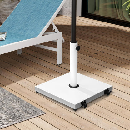 SUNGUARD UMBRELLAS 43 lb Square Patio Umbrella Base with Wheels, Pre-Filled Concrete Outdoor Market Umbrella Stand, Powder-Coated Steel, Gray, Fits 1.37 in, 1.5 in, and 1.9 in Poles